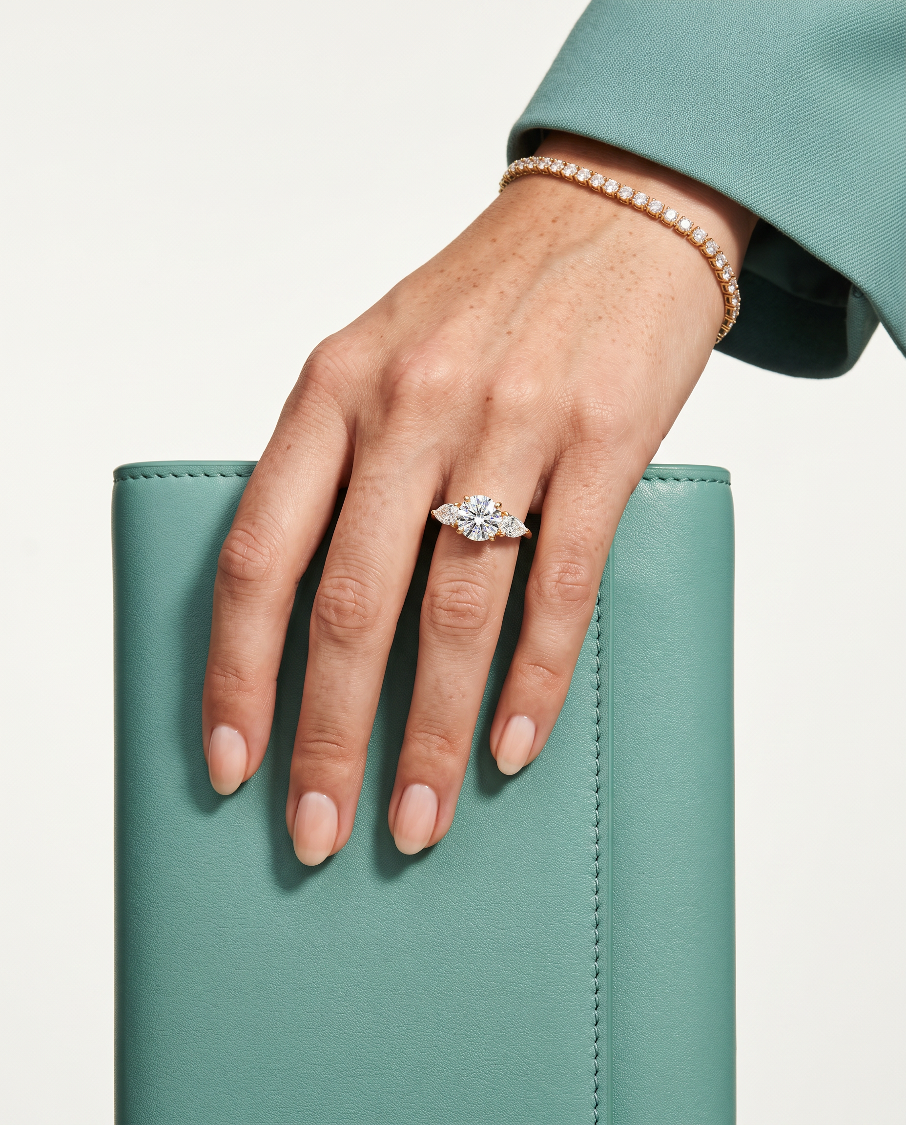 3 to 5 Carat Lab Grown Diamond Engagement Ring – Round Cut Three Stone | Cecelia