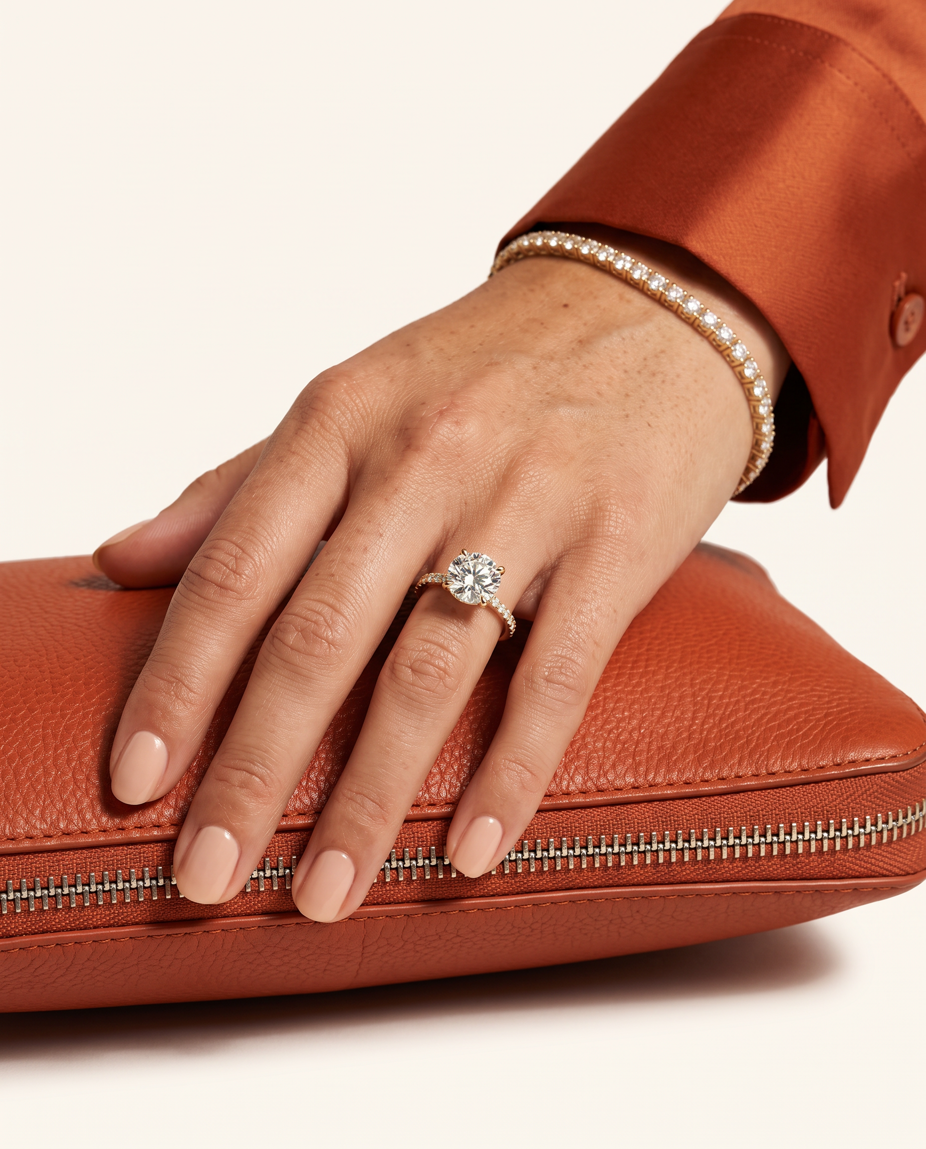 1 to 3.5 Carat Lab Grown Diamond Engagement Ring – Round Cut Pavé | Elise