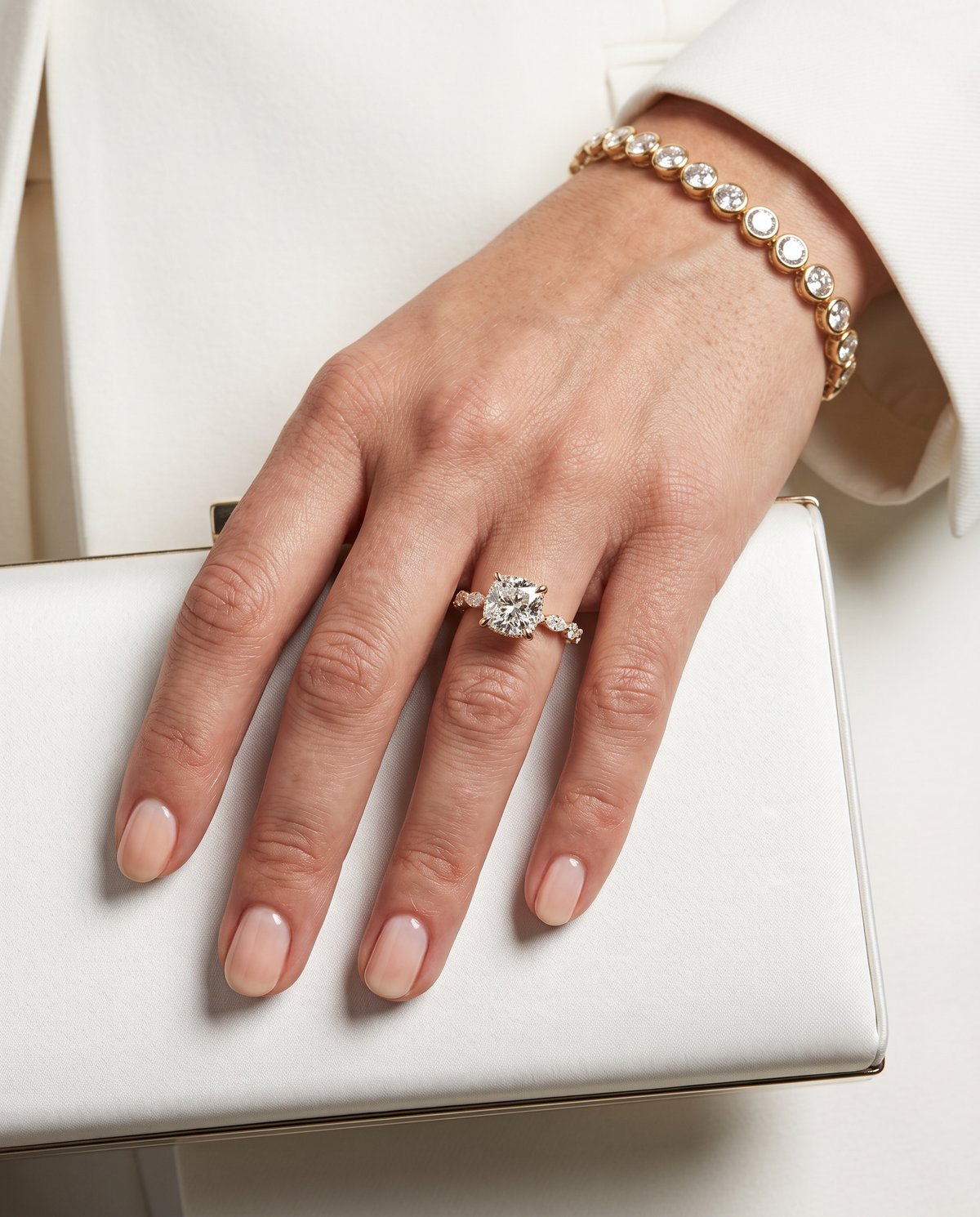 1 to 2.5 Carat Lab Grown Diamond Engagement Ring – Cushion Cut Hidden Halo | Rosalie