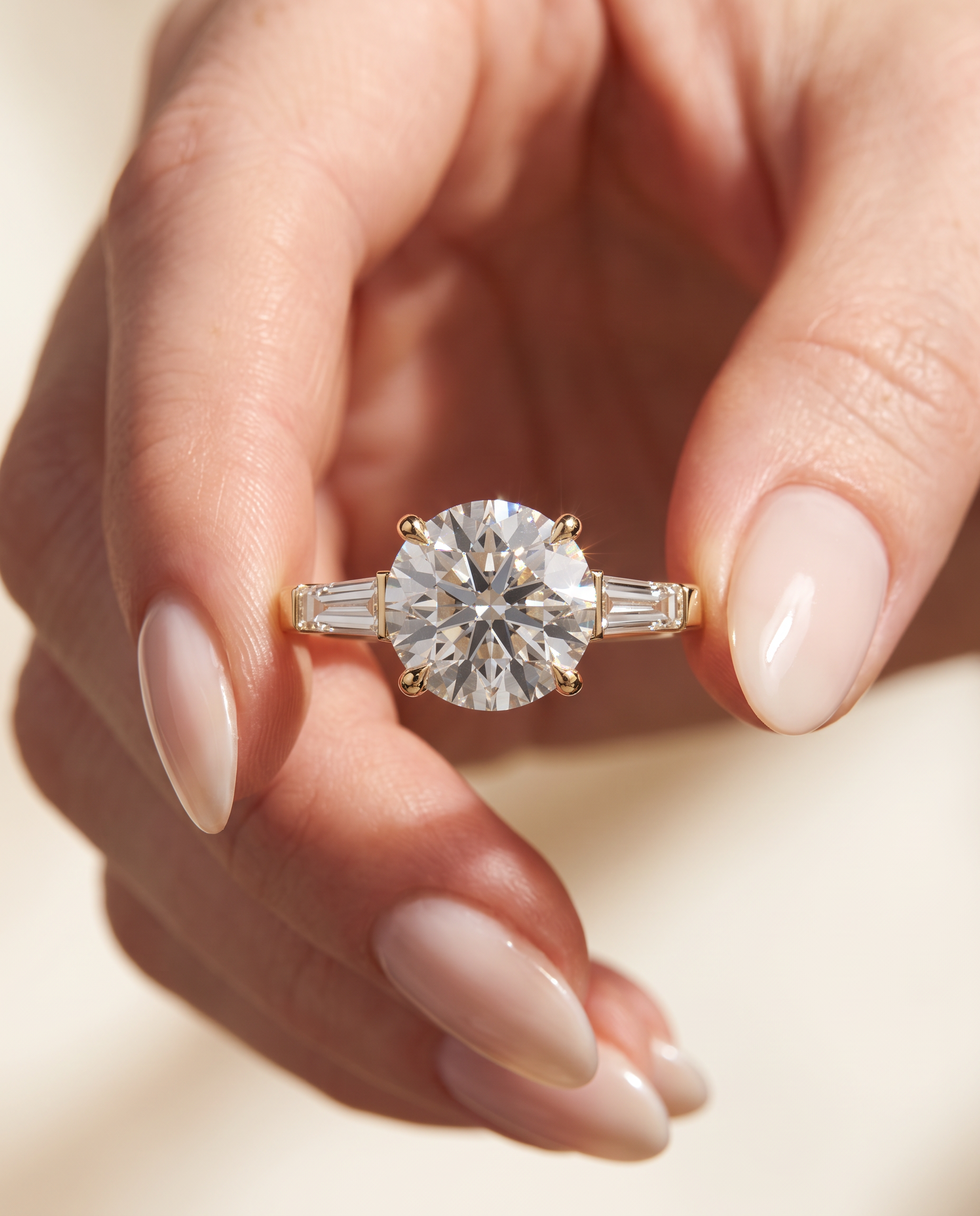 2 to 5 Carat Lab Grown Diamond Engagement Ring – Round Cut Three Stone | Cordelia