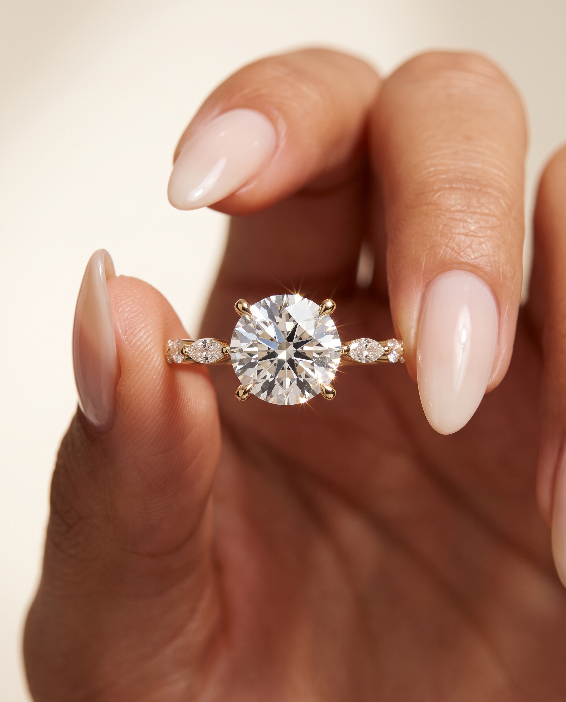1 to 3 Carat Lab Grown Diamond Engagement Ring – Round Cut Hidden Halo | Lucienne