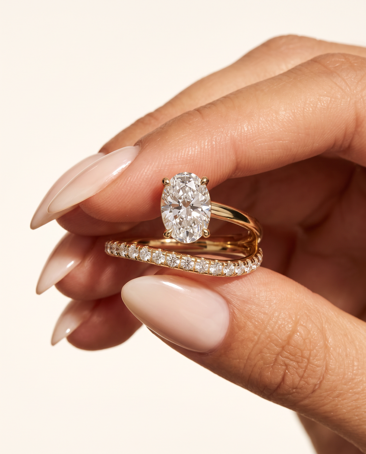 1 to 2 Carat Lab Grown Diamond Engagement Ring – Oval Cut Pavé Bypass | Amara