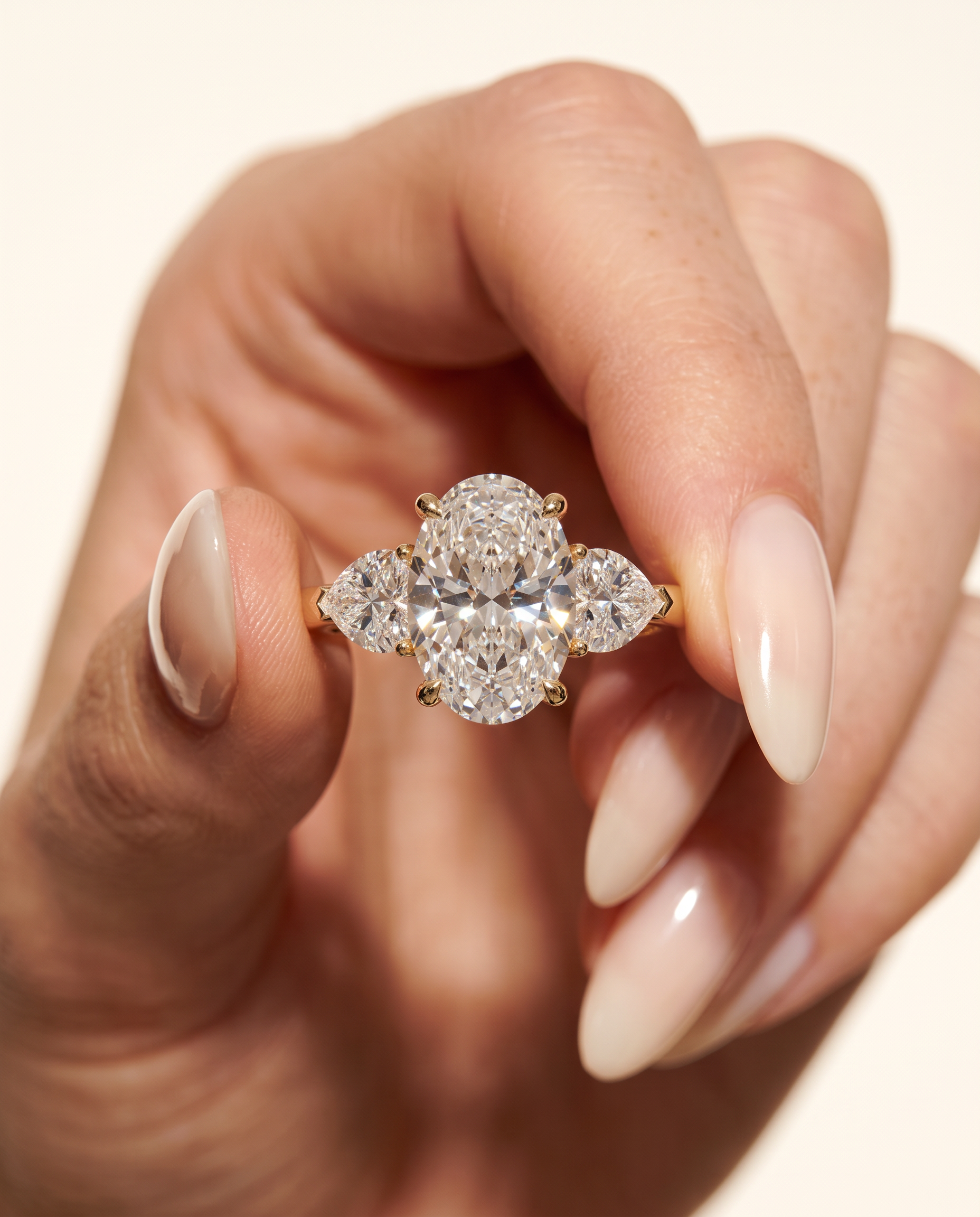 3 to 5 Carat Lab Grown Diamond Engagement Ring – Oval Cut Three Stone | Juliet