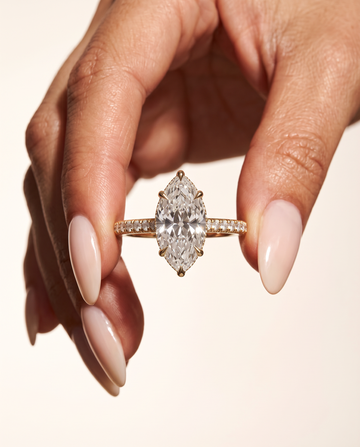 1 to 6 Carat Lab Grown Diamond Engagement Ring – Marquise Cut Hidden Halo | Ottilie