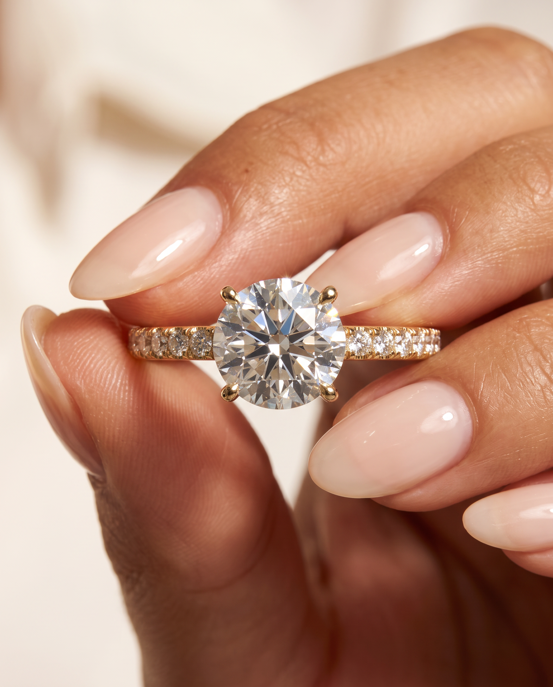 1 to 3.5 Carat Lab Grown Diamond Engagement Ring – Round Cut Pavé | Elise