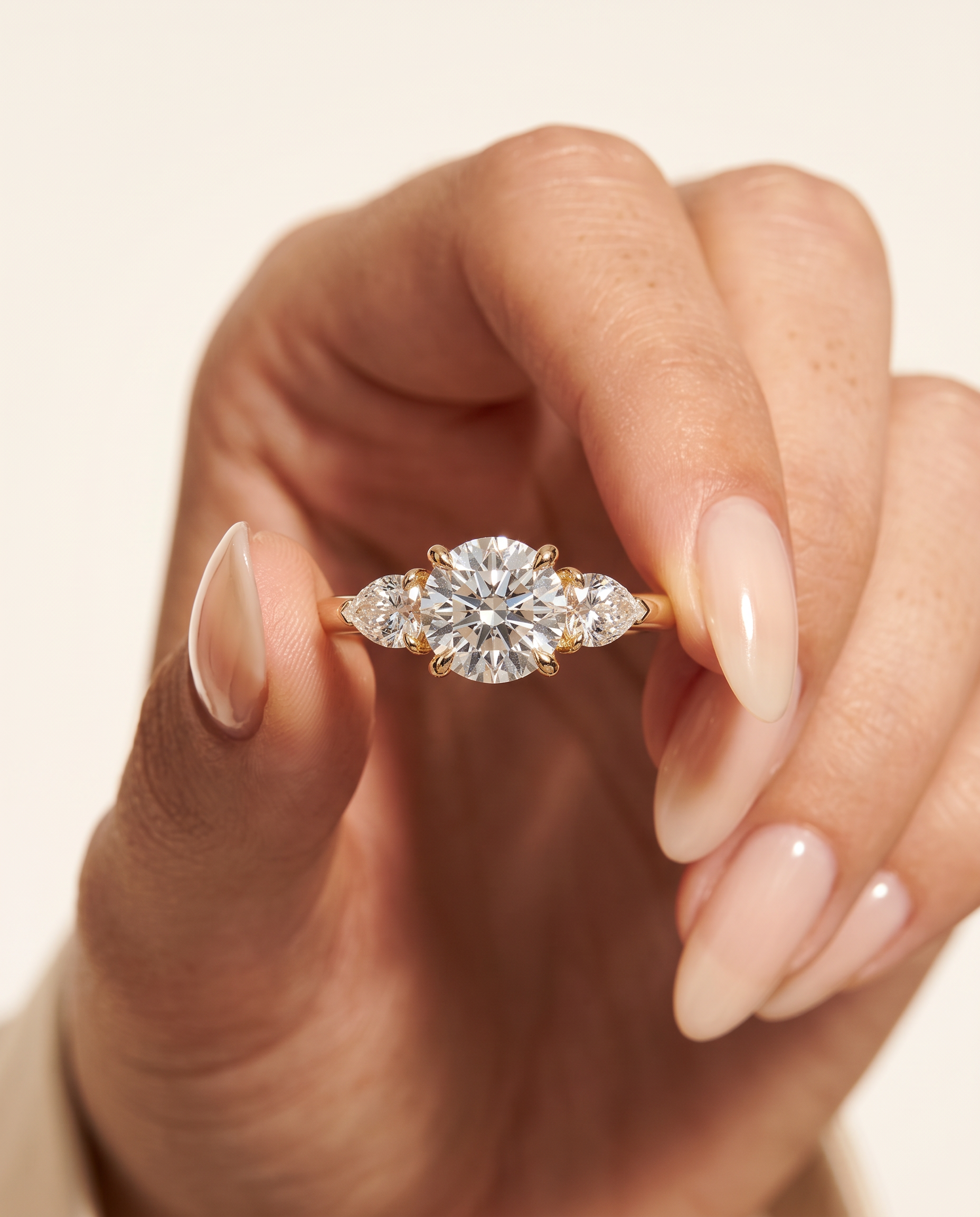 3 to 5 Carat Lab Grown Diamond Engagement Ring – Round Cut Three Stone | Cecelia