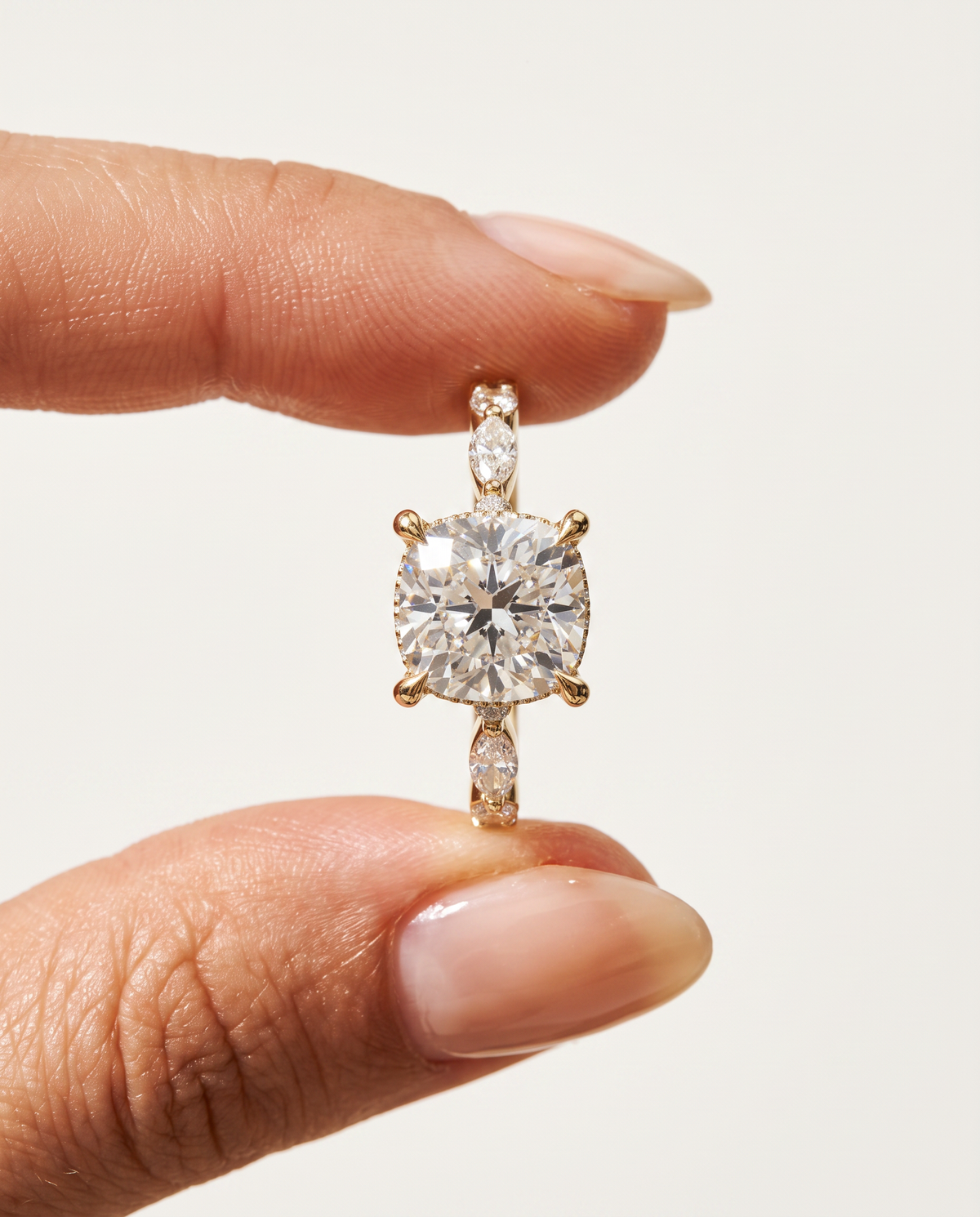 1 to 2.5 Carat Lab Grown Diamond Engagement Ring – Cushion Cut Hidden Halo | Rosalie