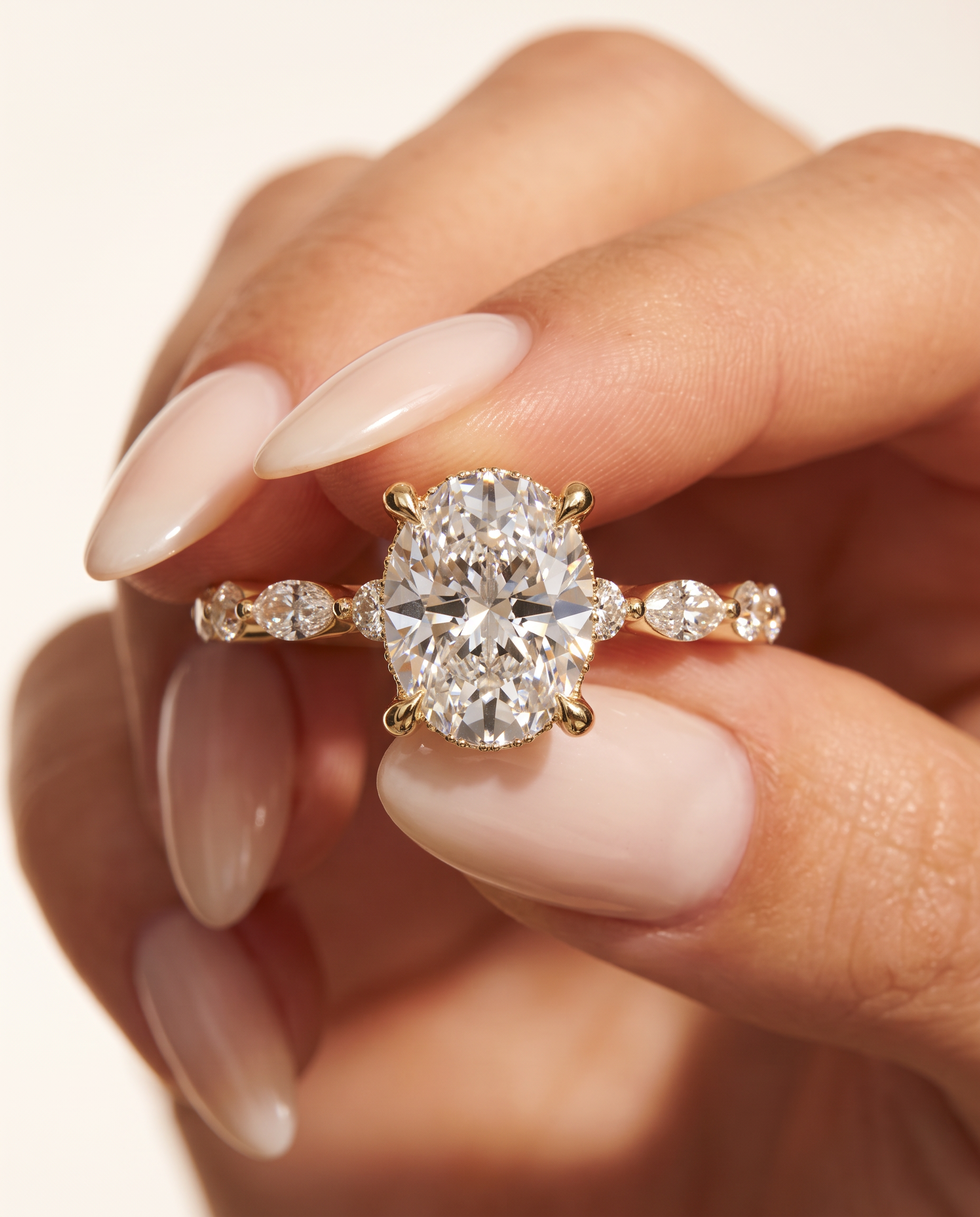 2 to 4 Carat Lab Grown Diamond Engagement Ring – Oval Cut Hidden Halo | Odette