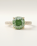 1 to 3.5 Carat Green Lab Grown Diamond Engagement Ring – Cushion Cut Hidden Halo | Vivienne