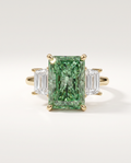 2 to 7 Carat Green Lab Grown Diamond Engagement Ring – Radiant Cut Three Stone | Aurelia