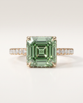 2 to 4 Carat Green Lab Grown Diamond Engagement Ring – Asscher Cut Halo | Marlene