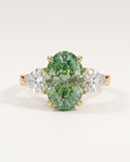 3 to 5 Carat Green Lab Grown Diamond Engagement Ring – Oval Cut Three Stone | Juliet