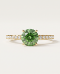 1 to 3.5 Carat Green Lab Grown Diamond Engagement Ring – Round Cut Pavé | Elise