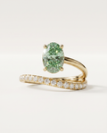 1 to 2 Carat Green Lab Grown Diamond Engagement Ring – Oval Cut Pavé Bypass | Amara