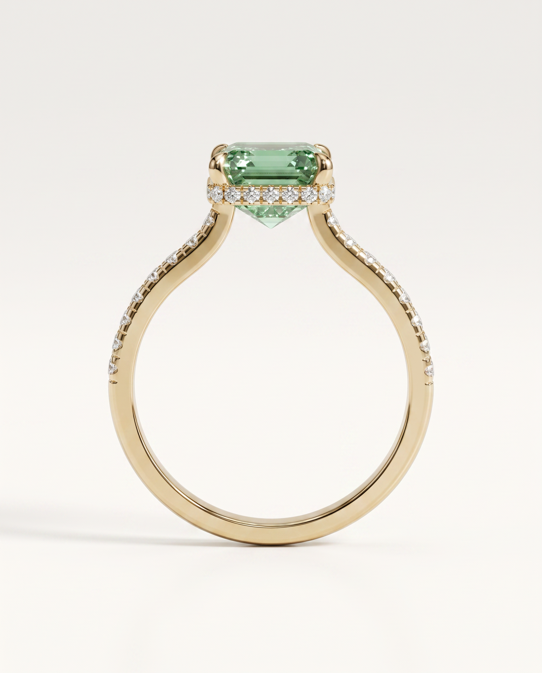 2.5 Carat Green Lab Grown Diamond Engagement Ring – Emerald Cut Hidden Halo | Siena - Engagement Ring
