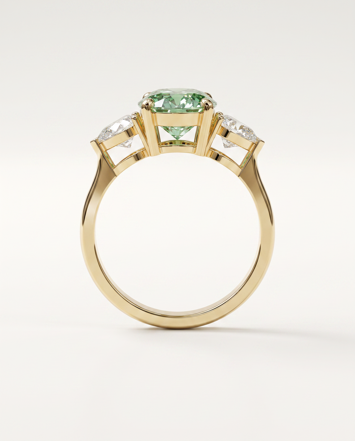 3 to 5 Carat Green Lab Grown Diamond Engagement Ring – Oval Cut Three Stone | Juliet