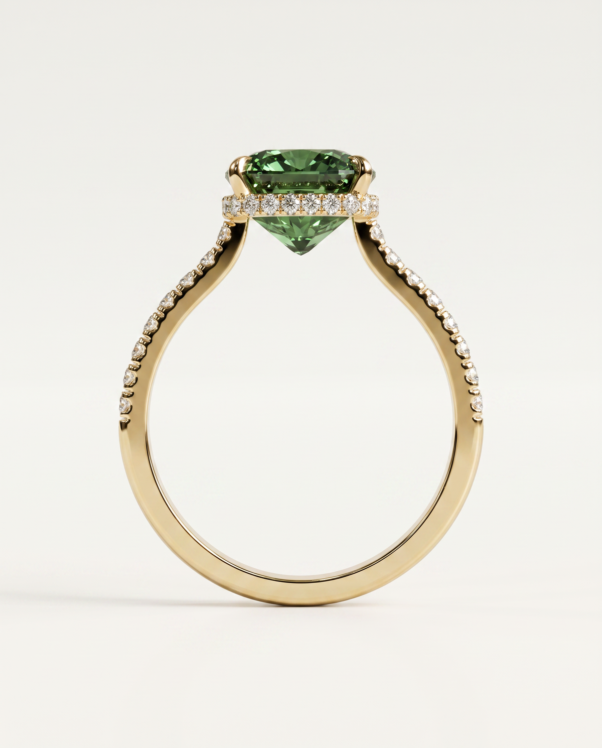 1 to 3.5 Carat Green Lab Grown Diamond Engagement Ring – Cushion Cut Hidden Halo | Vivienne