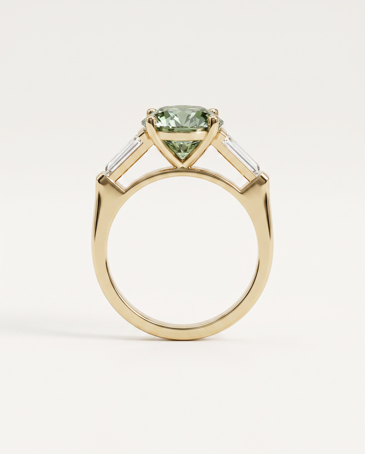 2 to 5 Carat Green Lab Grown Diamond Engagement Ring – Round Cut Three Stone | Cordelia