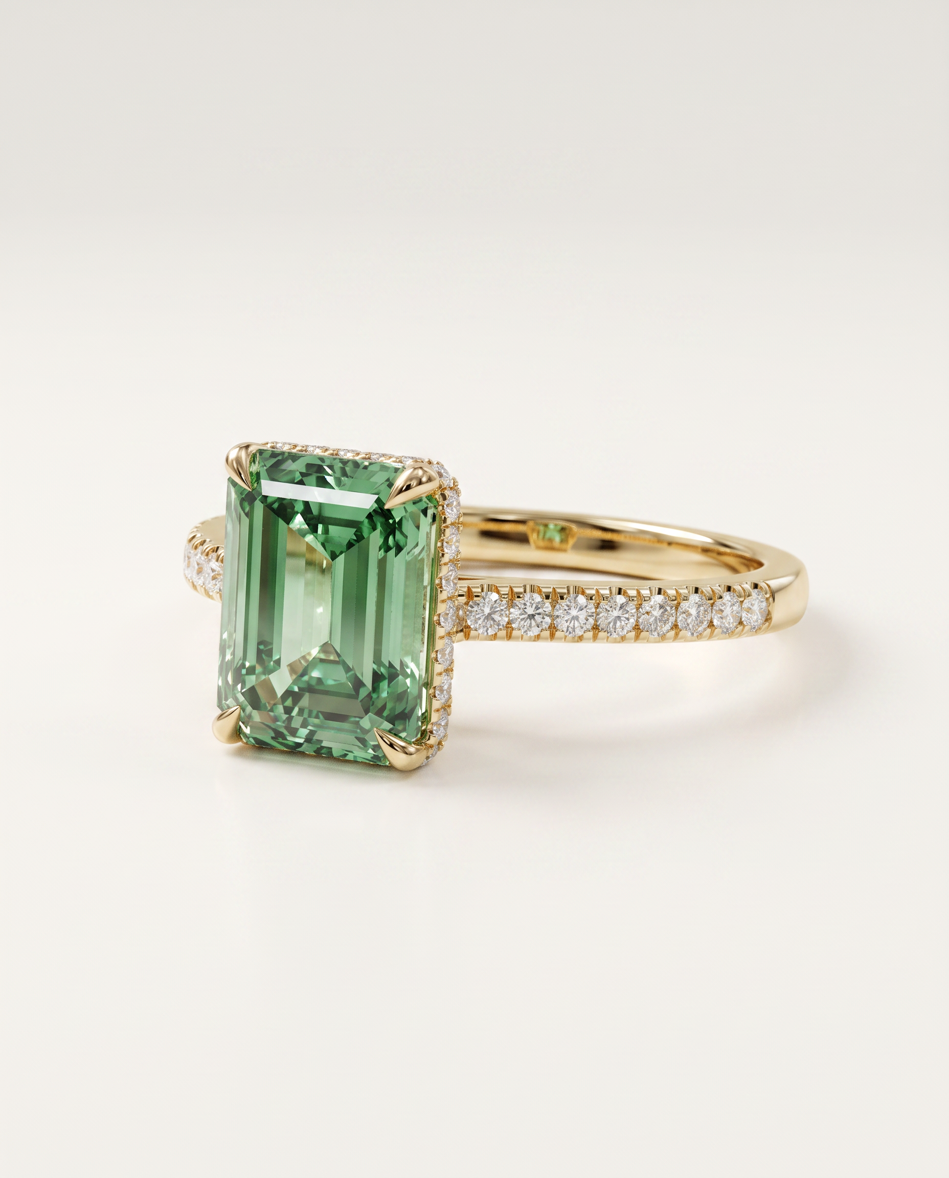 2.5 Carat Green Lab Grown Diamond Engagement Ring – Emerald Cut Hidden Halo | Siena - Engagement Ring