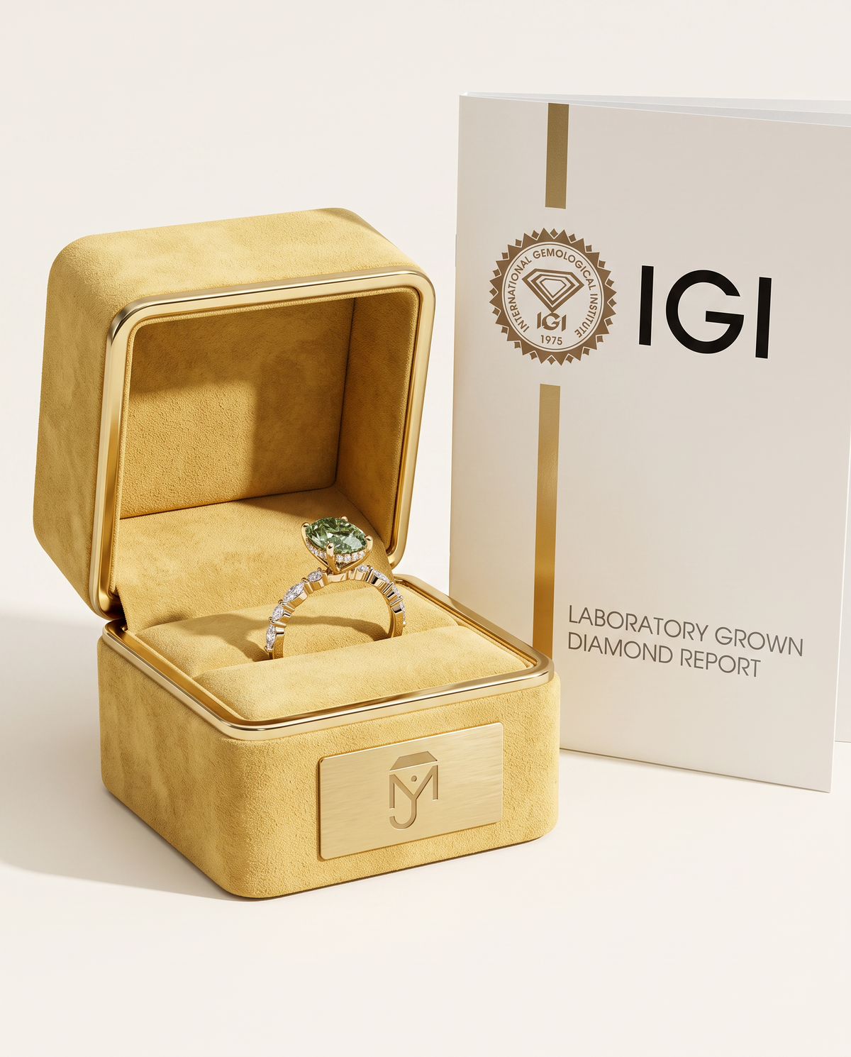2 to 4 Carat Green Lab Grown Diamond Engagement Ring – Oval Cut Hidden Halo | Odette