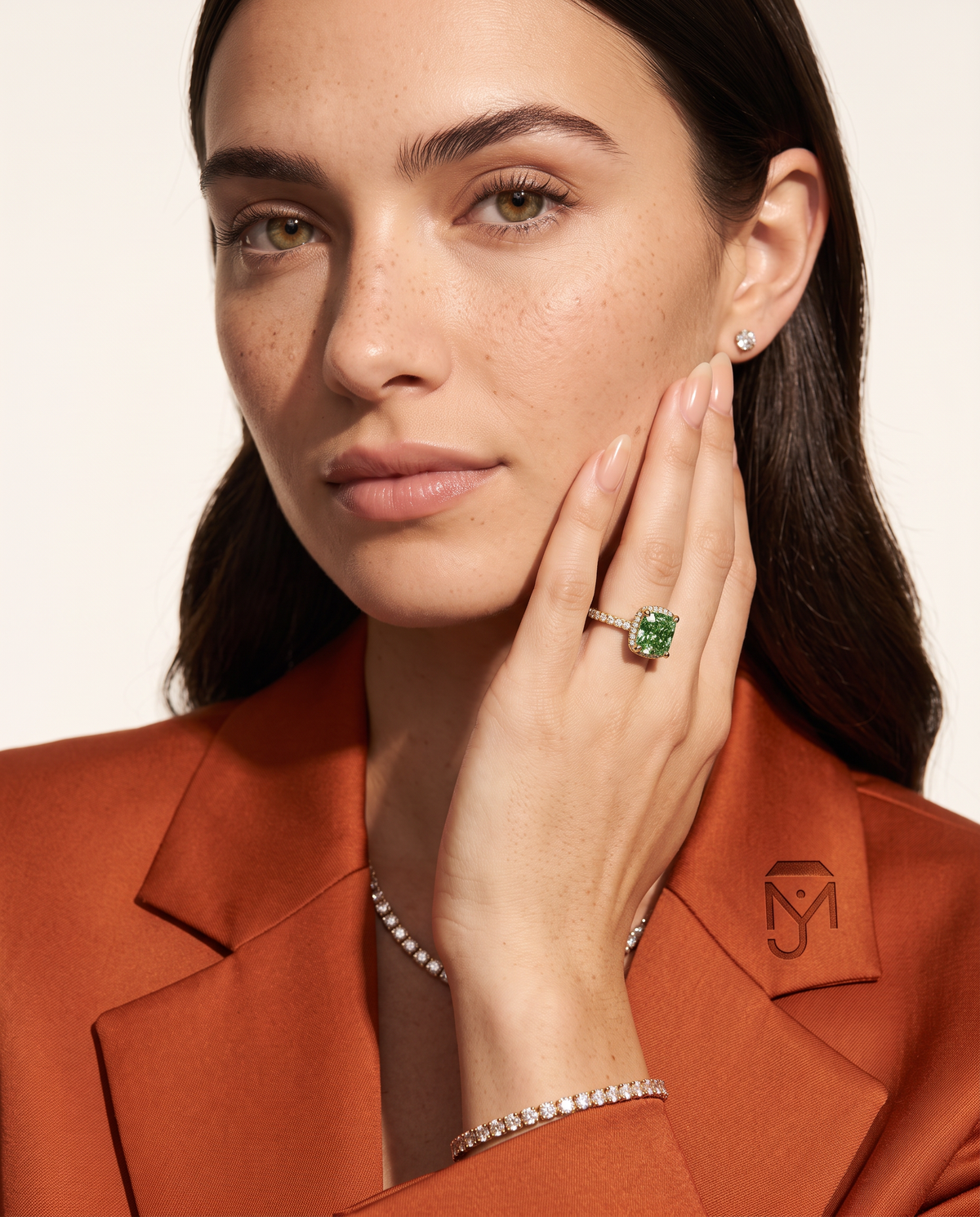 1 to 3.5 Carat Green Lab Grown Diamond Engagement Ring – Cushion Cut Hidden Halo | Vivienne