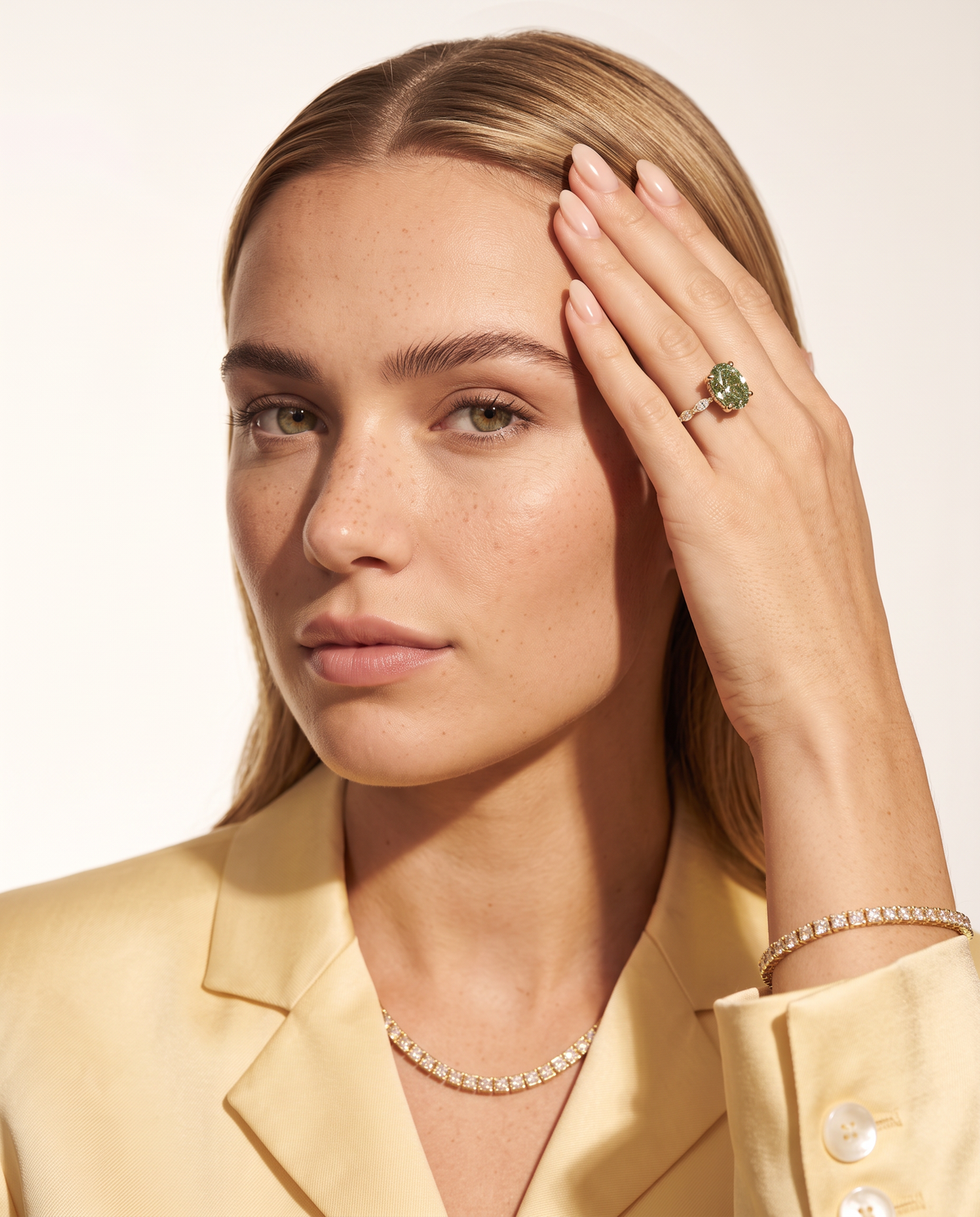 2 to 4 Carat Green Lab Grown Diamond Engagement Ring – Oval Cut Hidden Halo | Odette