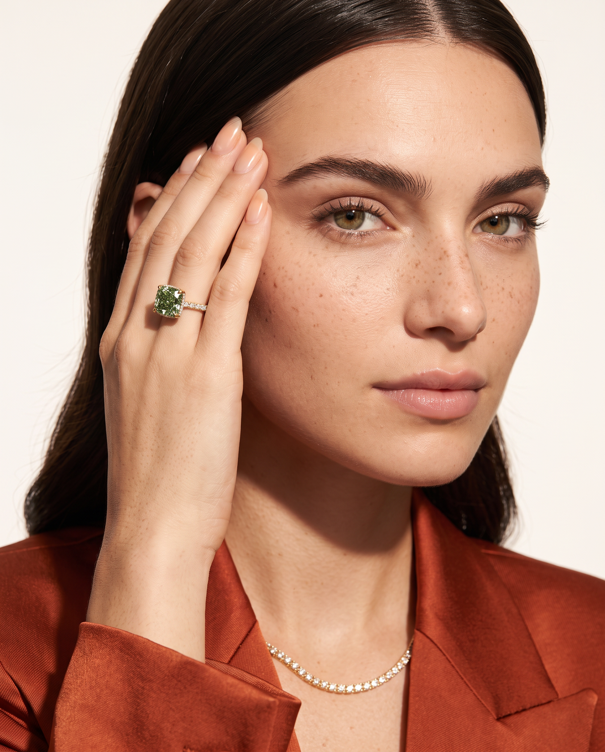 1 to 3.5 Carat Green Lab Grown Diamond Engagement Ring – Cushion Cut Hidden Halo | Vivienne
