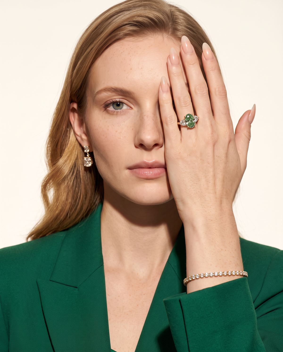 3 to 5 Carat Green Lab Grown Diamond Engagement Ring – Oval Cut Three Stone | Juliet