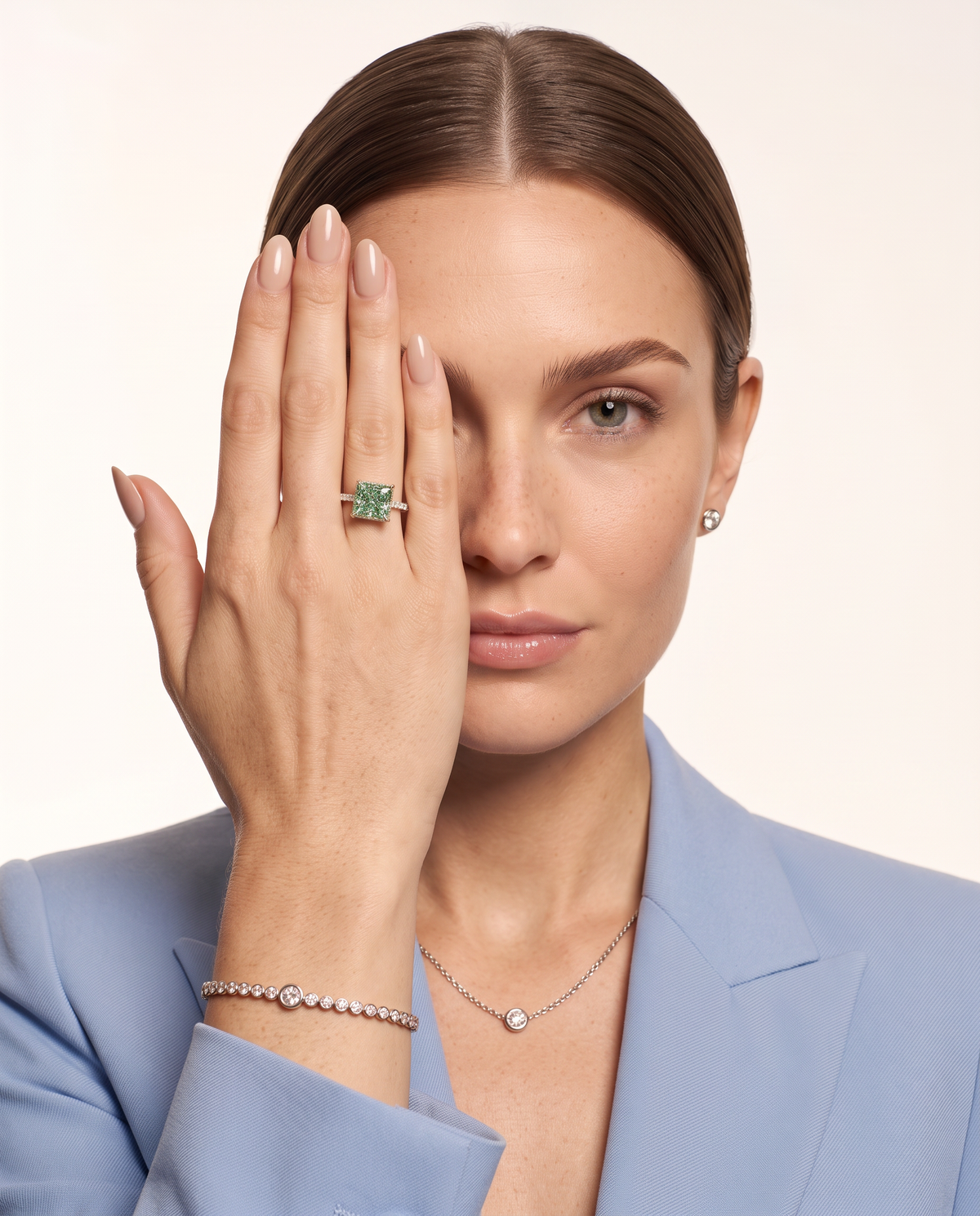 2 to 4 Carat Green Lab Grown Diamond Engagement Ring – Princess Cut Hidden Halo | Adele