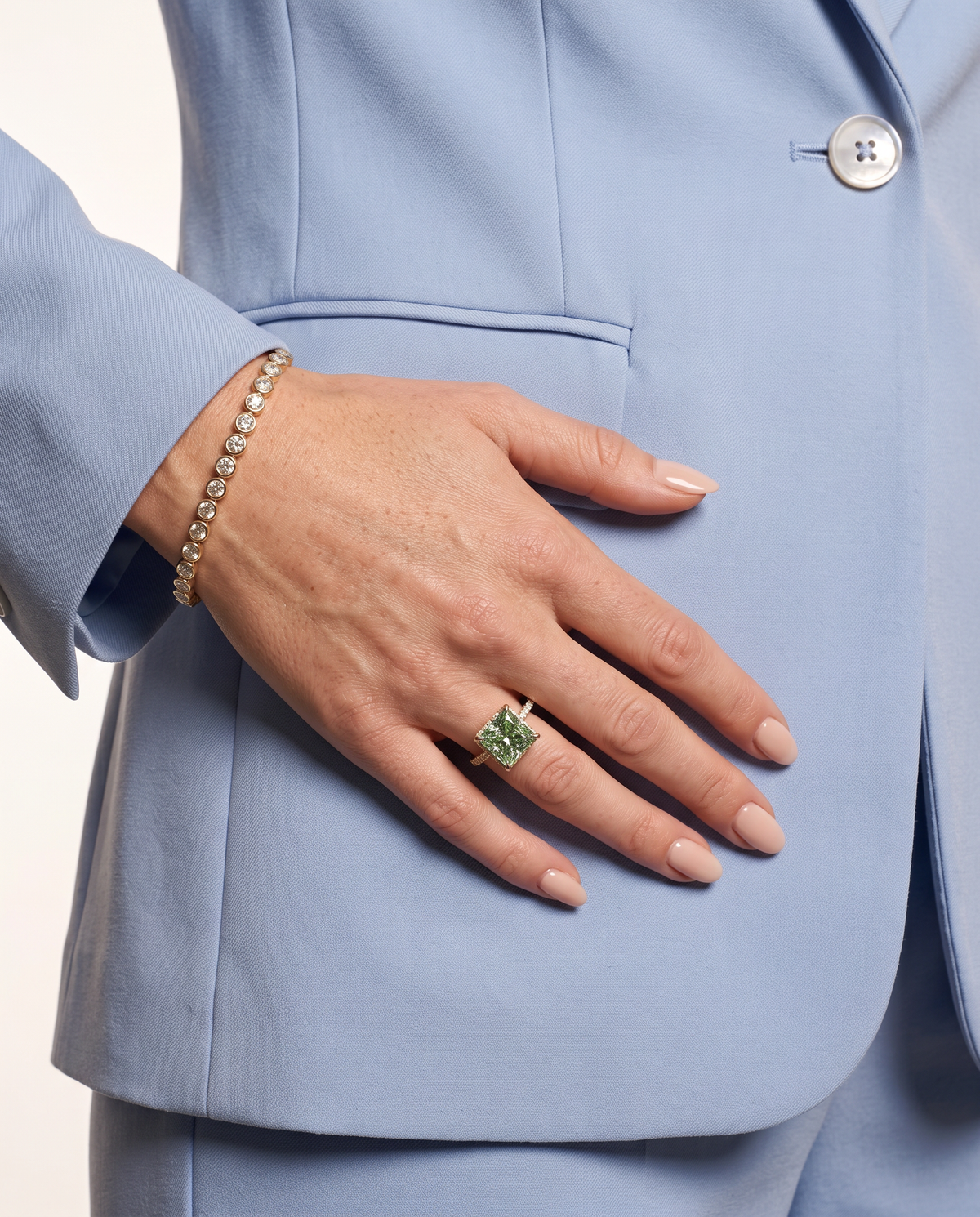 2 to 4 Carat Green Lab Grown Diamond Engagement Ring – Princess Cut Hidden Halo | Adele
