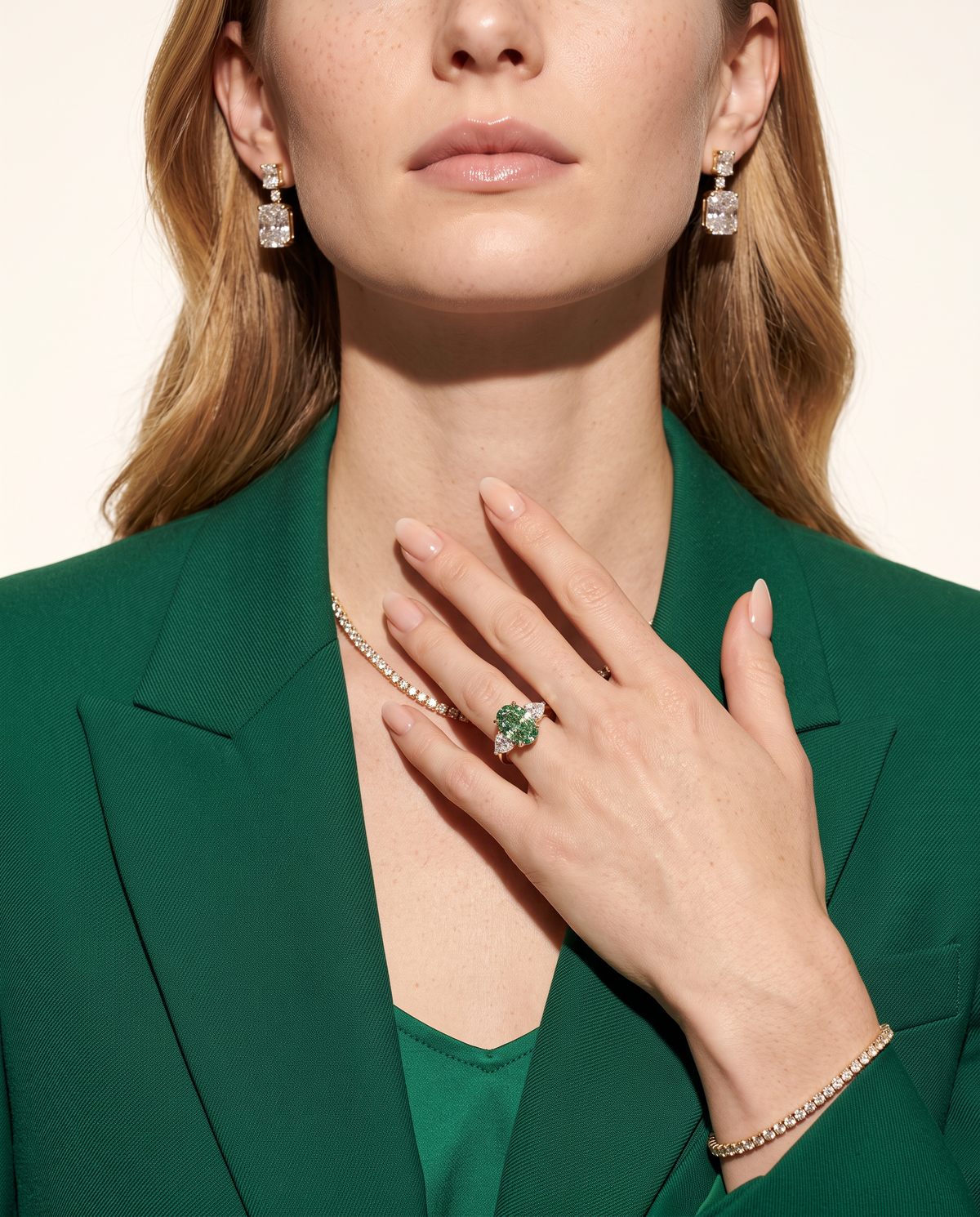 3 to 5 Carat Green Lab Grown Diamond Engagement Ring – Oval Cut Three Stone | Juliet