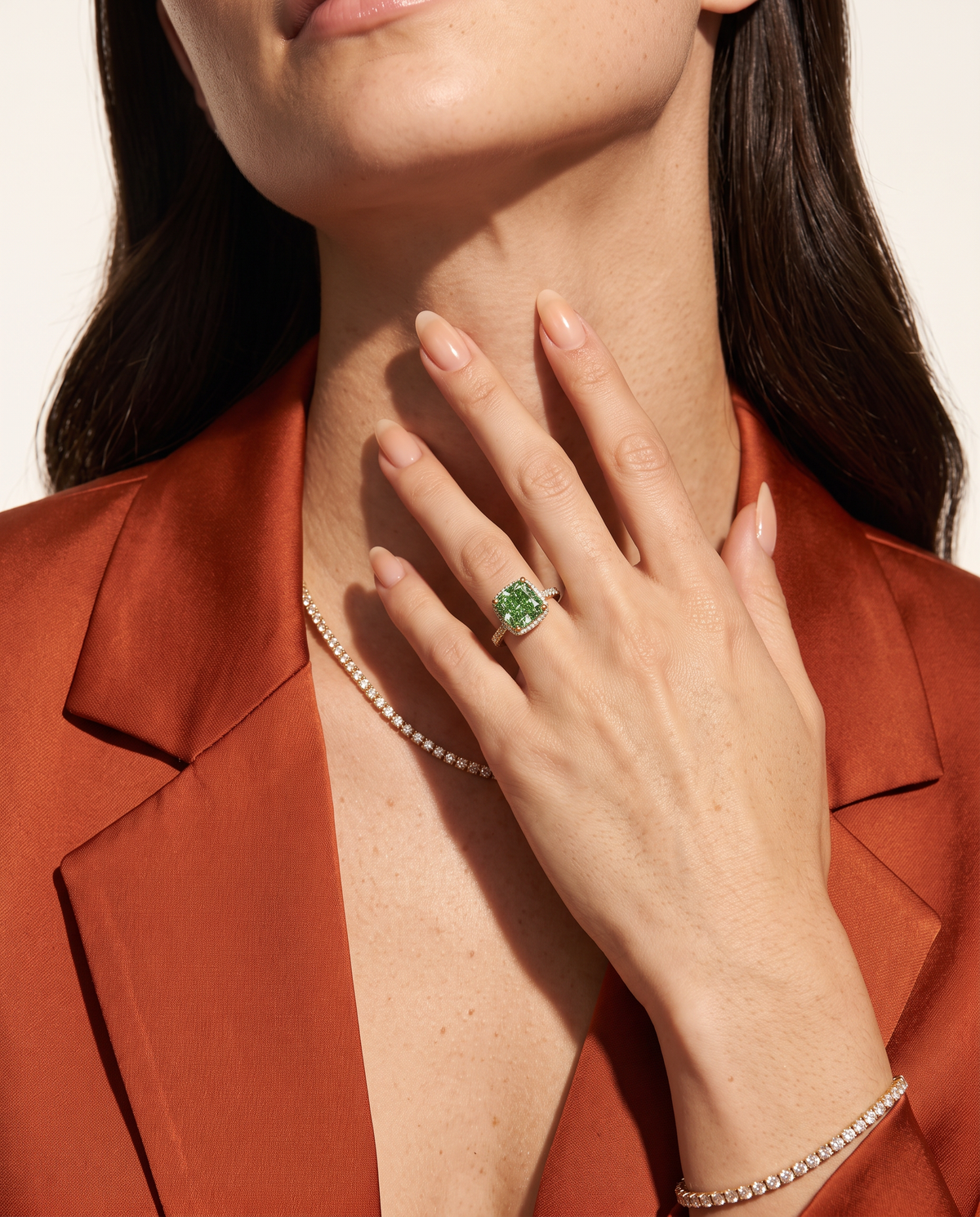 1 to 3.5 Carat Green Lab Grown Diamond Engagement Ring – Cushion Cut Hidden Halo | Vivienne
