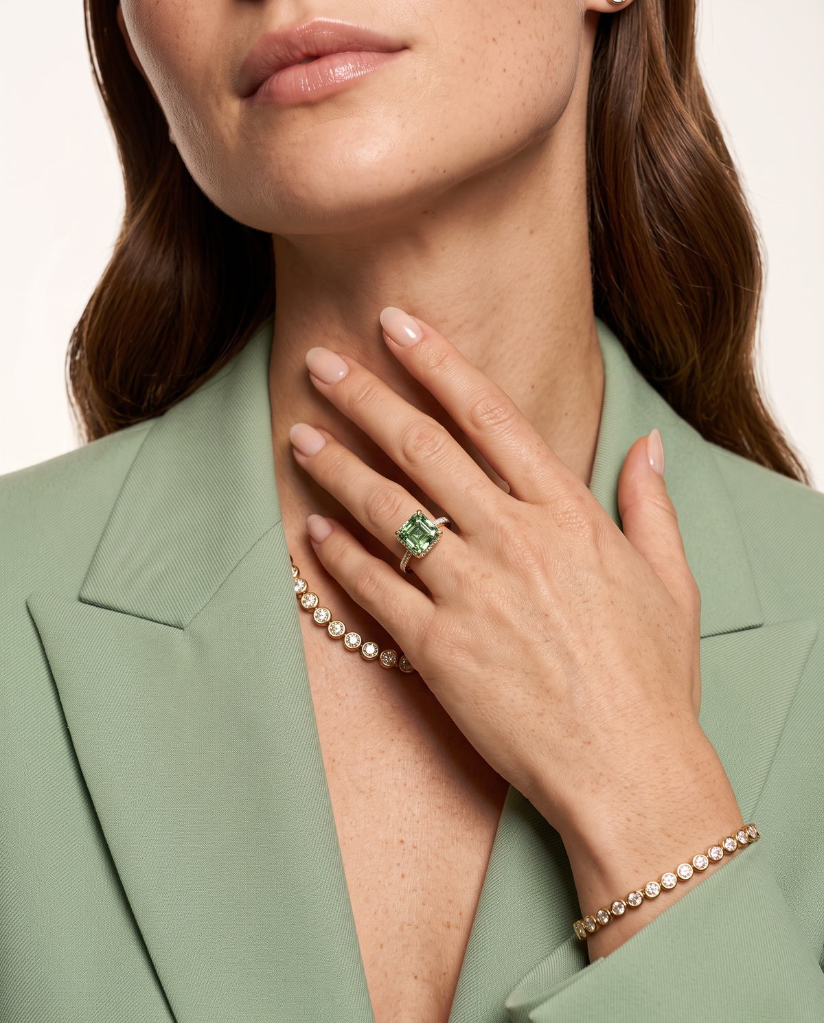 2 to 4 Carat Green Lab Grown Diamond Engagement Ring – Asscher Cut Halo | Marlene