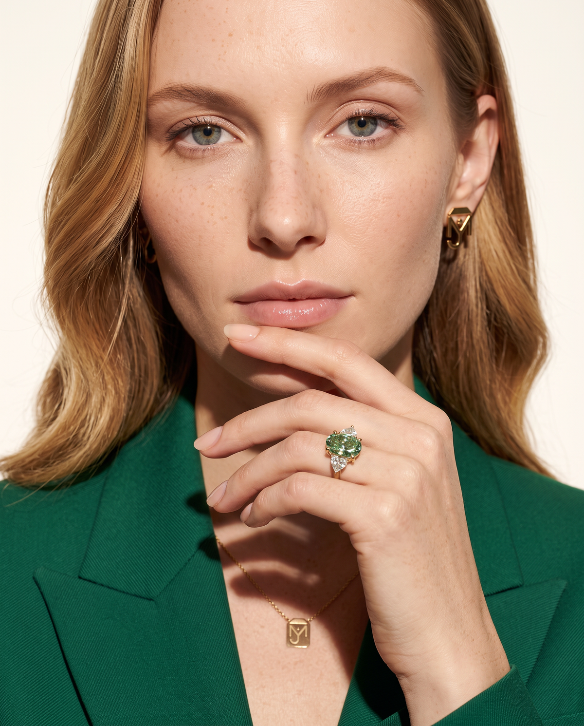 3 to 5 Carat Green Lab Grown Diamond Engagement Ring – Oval Cut Three Stone | Juliet