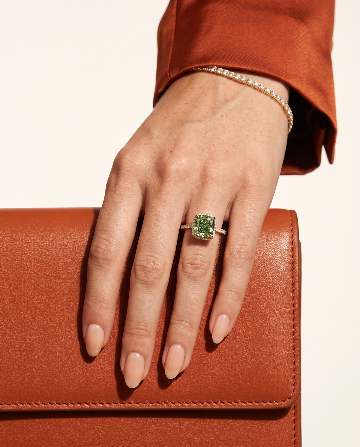 1 to 3.5 Carat Green Lab Grown Diamond Engagement Ring – Cushion Cut Hidden Halo | Vivienne