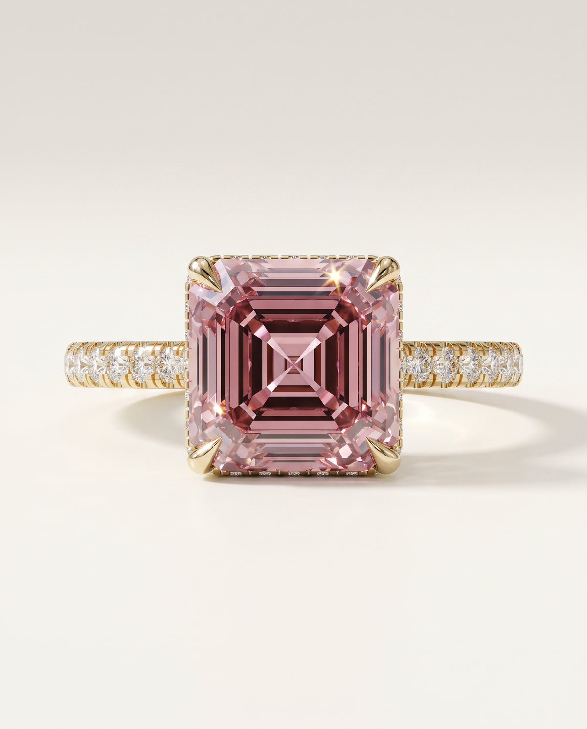 2 to 4 Carat Pink Lab Grown Diamond Engagement Ring – Asscher Cut Halo | Marlene