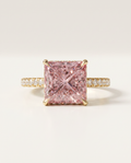 2 to 4 Carat Pink Lab Grown Diamond Engagement Ring – Princess Cut Hidden Halo | Adele