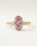 1 to 6 Carat Pink Lab Grown Diamond Engagement Ring – Oval Cut Hidden Halo | Isla