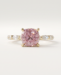 1 to 2.5 Carat Pink Lab Grown Diamond Engagement Ring – Cushion Cut Hidden Halo | Rosalie