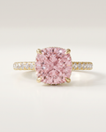 1 to 3.5 Carat Pink Lab Grown Diamond Engagement Ring – Cushion Cut Hidden Halo | Vivienne