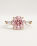 2 to 5 Carat Pink Lab Grown Diamond Engagement Ring – Round Cut Three Stone | Cordelia