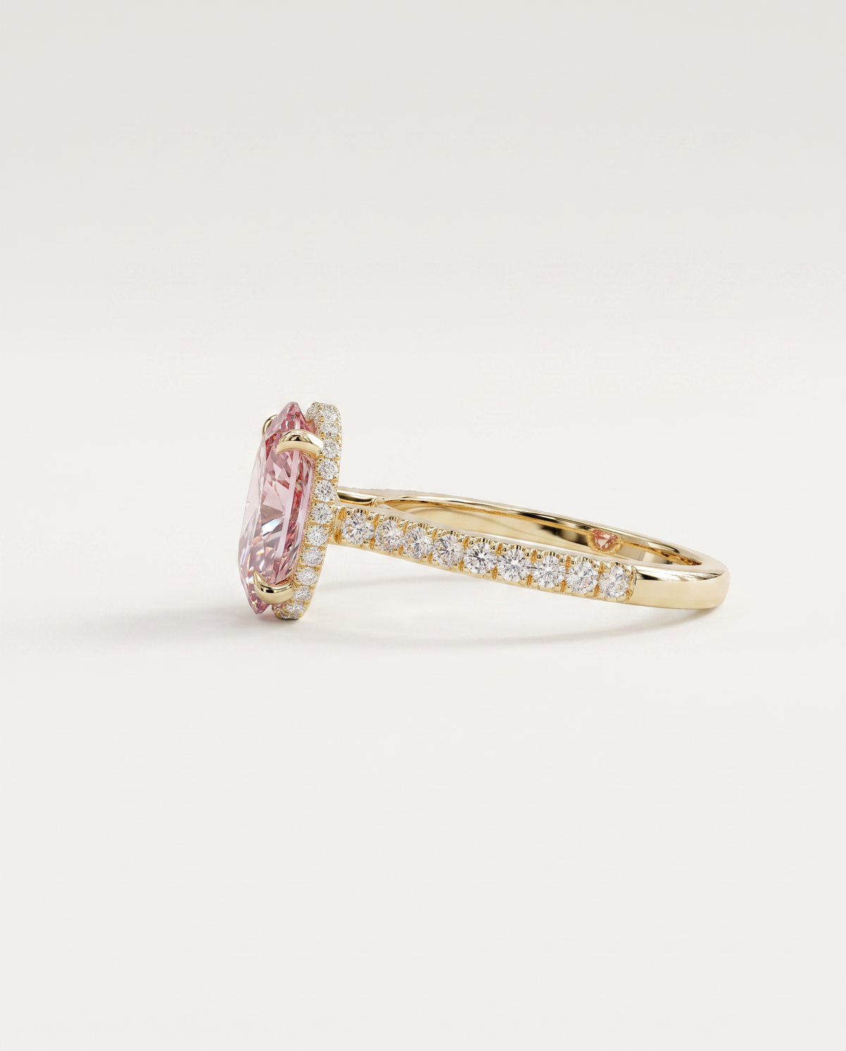 1 to 6 Carat Pink Lab Grown Diamond Engagement Ring – Oval Cut Hidden Halo | Isla