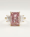 2 to 7 Carat Pink Lab Grown Diamond Engagement Ring – Radiant Cut Three Stone | Aurelia