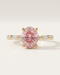 2 to 4 Carat Pink Lab Grown Diamond Engagement Ring – Oval Cut Hidden Halo | Odette