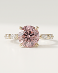 1 to 3 Carat Pink Lab Grown Diamond Engagement Ring – Round Cut Hidden Halo | Lucienne