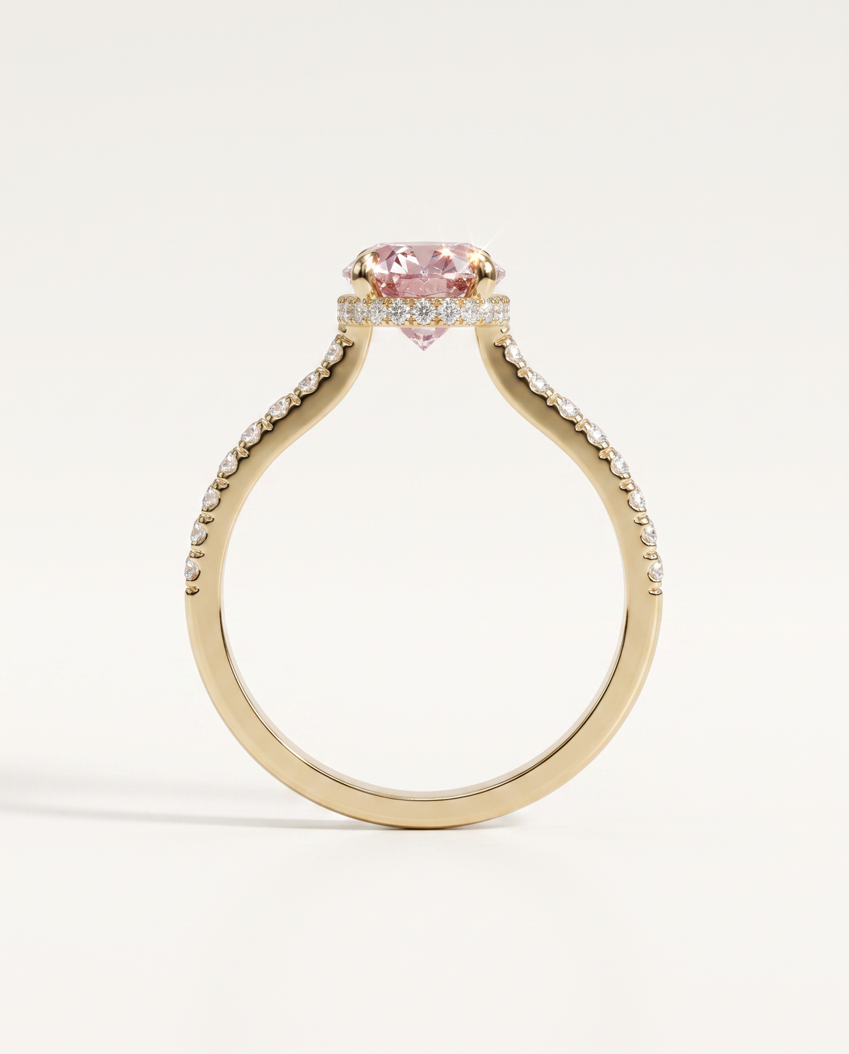 1 to 6 Carat Pink Lab Grown Diamond Engagement Ring – Oval Cut Hidden Halo | Isla