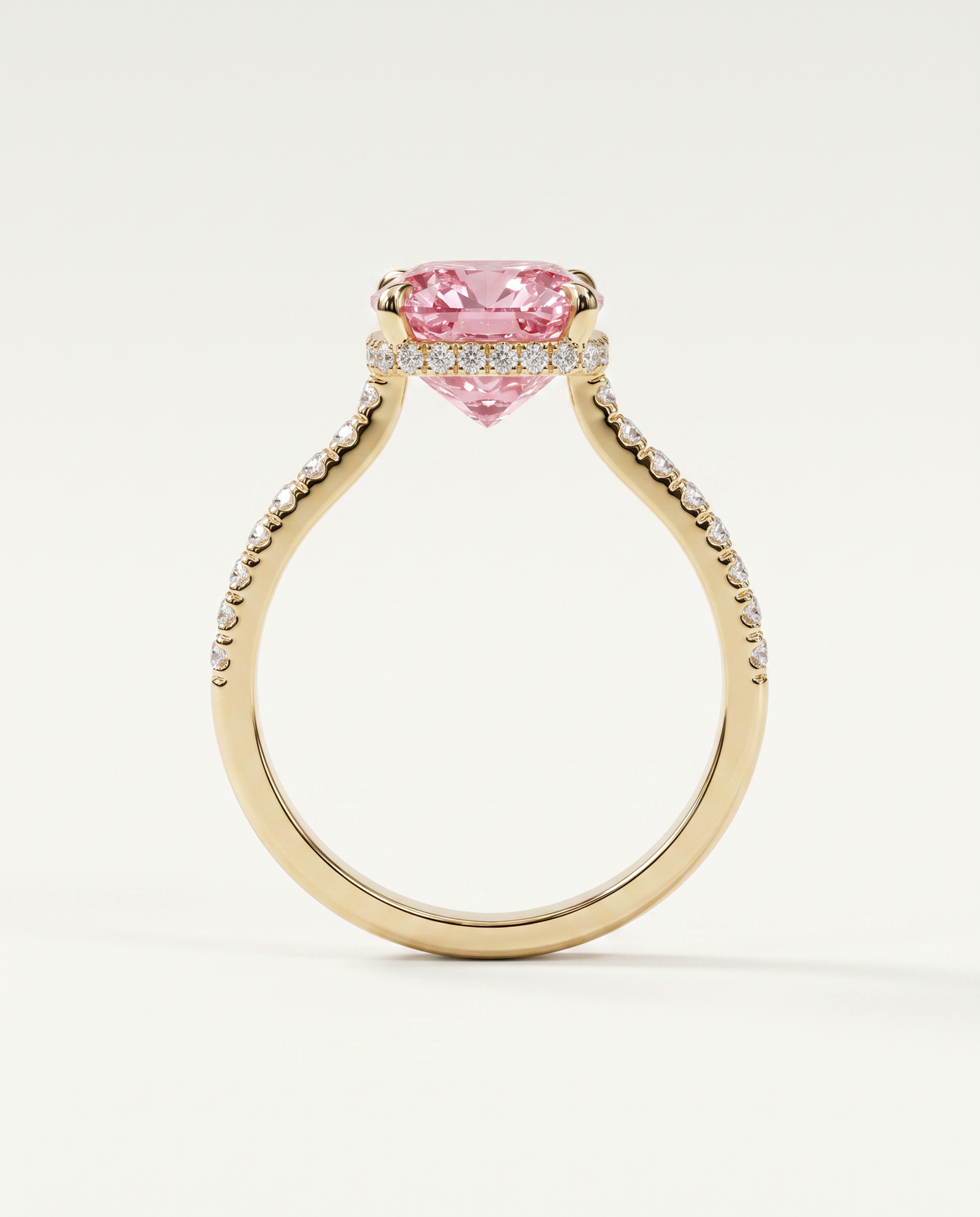 1 to 3.5 Carat Pink Lab Grown Diamond Engagement Ring – Cushion Cut Hidden Halo | Vivienne