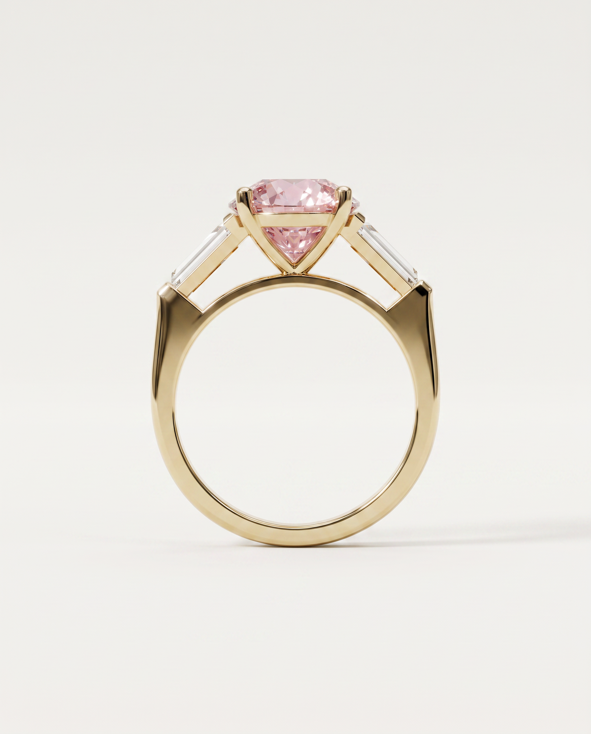 2 to 5 Carat Pink Lab Grown Diamond Engagement Ring – Round Cut Three Stone | Cordelia