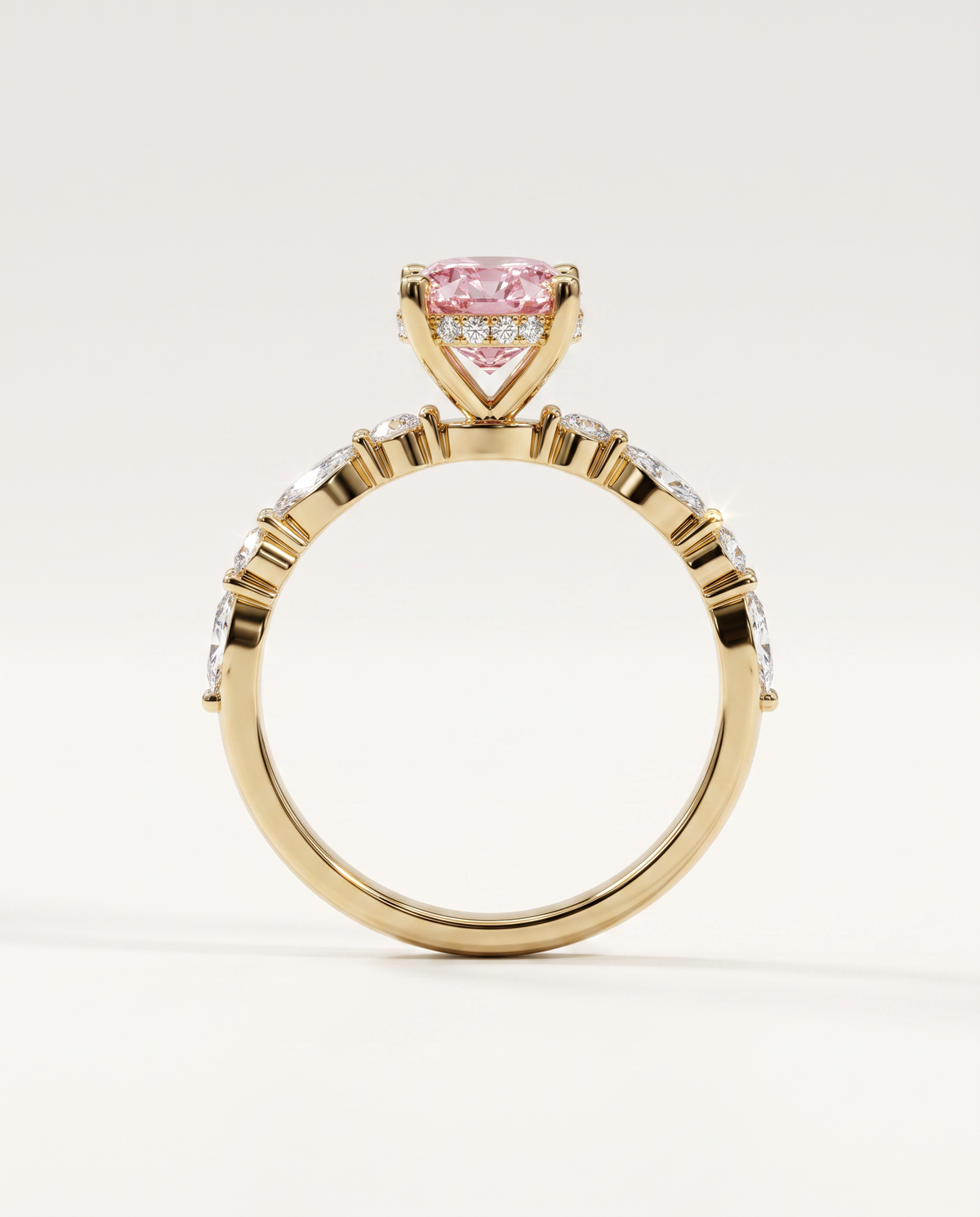 2 to 4 Carat Pink Lab Grown Diamond Engagement Ring – Oval Cut Hidden Halo | Odette