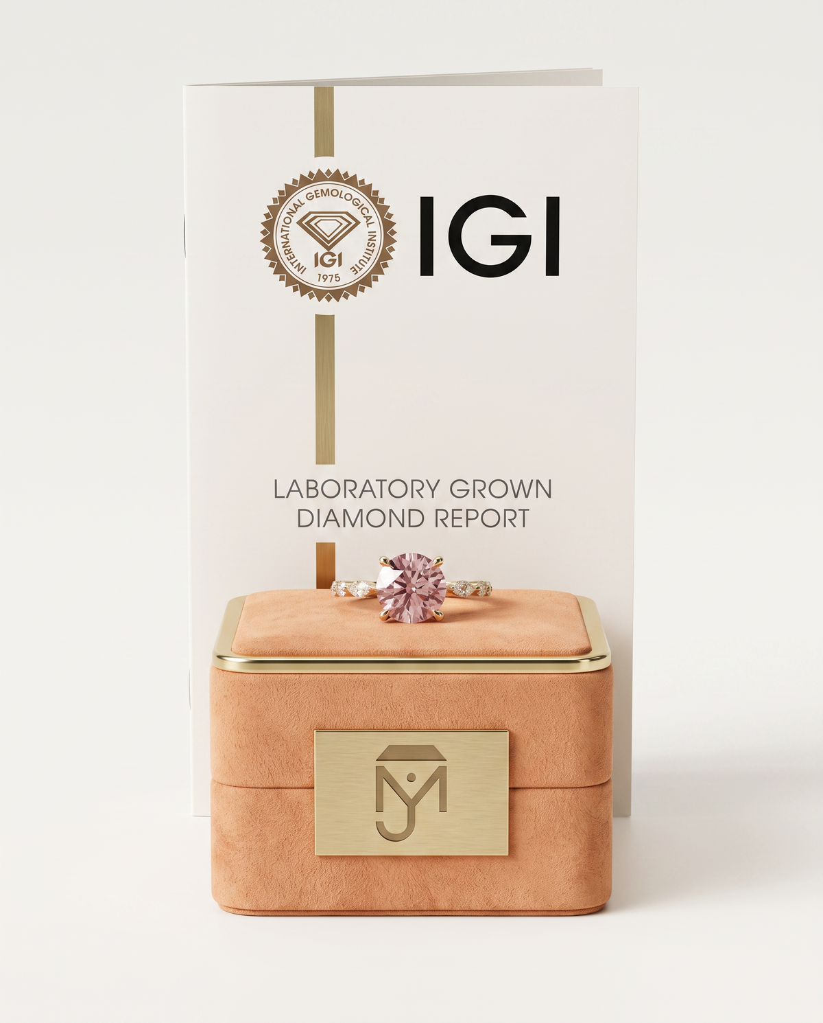 1 to 3 Carat Pink Lab Grown Diamond Engagement Ring – Round Cut Hidden Halo | Lucienne